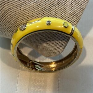 Sequin Women’s Gold Plated Yellow Enamel Crystal Hinged Bangle Bracelet
